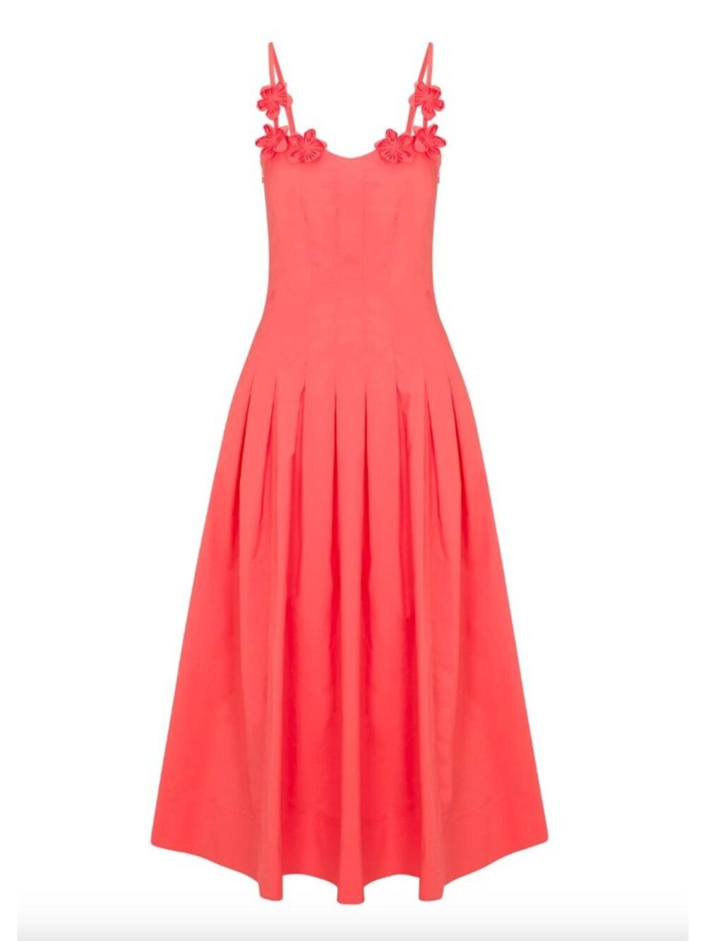 Rebecca Taylor Priya Poplin Midi Dress Coral Womens Size 10 - Picture 10 of 10